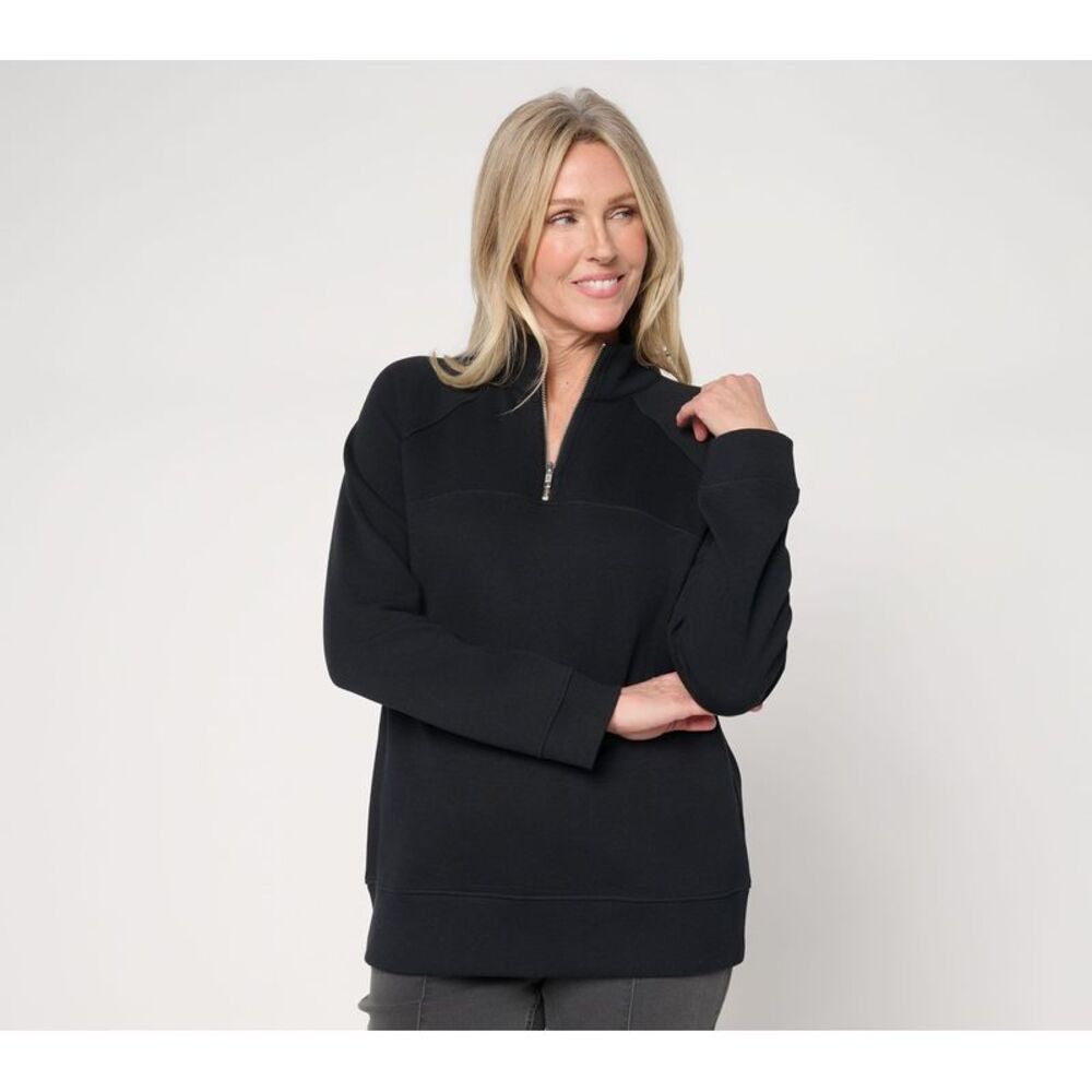 Susan Graver Women's Top Sz M Make Your Selection: CloudSoft Fleece Black